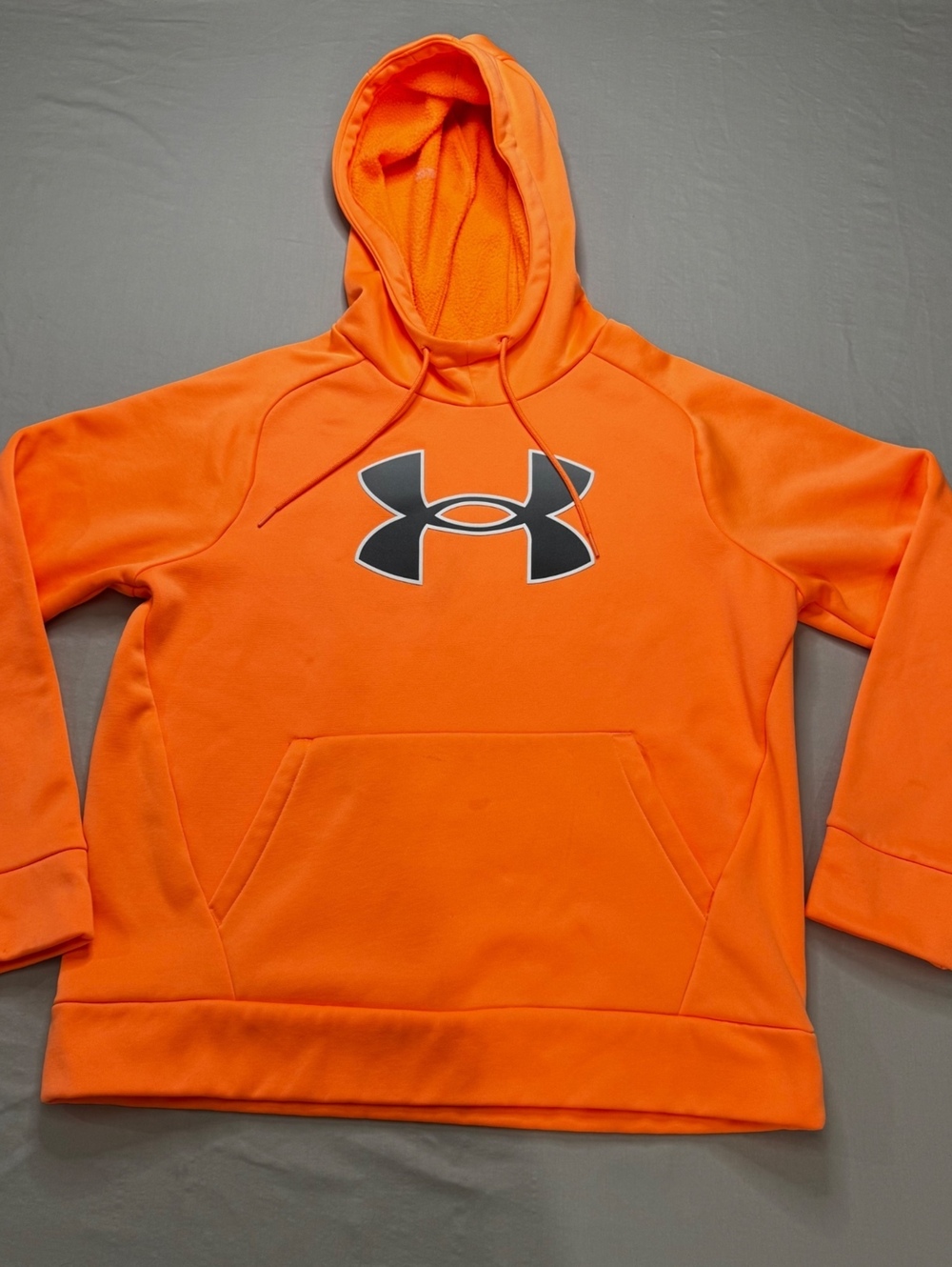 Under Armour Women’s M Orange Fleece Hoodie Loose Fit Big Logo Sportcore